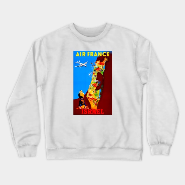 Air France - Israel Vintage Travel Crewneck Sweatshirt by Culturio